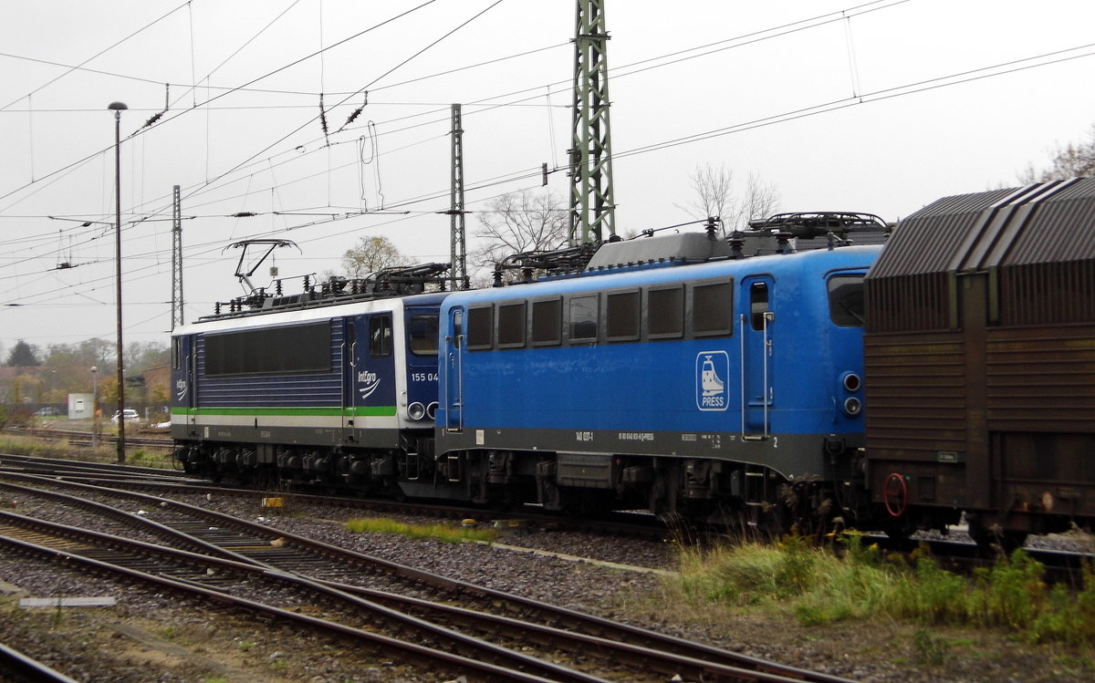 Am 31.10.2017 fuhren   von der 140 037-1  und die 155 048-6  von  Stendal  nach Magdeburg.
