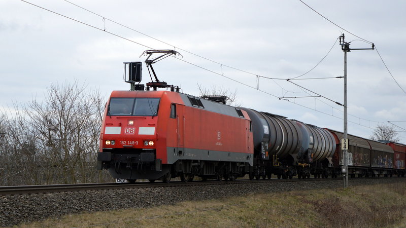 Am 06.03.2021 fuhr die 152 148-3 von DB Cargo Deutschland AG, aus 
