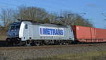 Am 19.02.2021 kam die 386 013-7 von METRANS aus Richtung Stendal und fuhr weiter in Richtung Wittenberge .