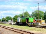 Am 15.06.2014 kam 277 102 mit einem Hackschnitzelzug aus Richtung Wittenberge nach Stendal den sie auch im Güterbahnhof abstellte.Dann fuhr sie Lz weiter in Richtung Berlin. 