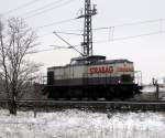 Am 22.01.2015 kam die 203 166-4 von der STRABAG Rail GmbH  aus Richtung Stendal und fuhr weiter in Richtung Salzwedel.