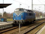 Am 26.02.2019 Rangierfahrt von 221 136-5 von der EGP – Eisenbahngesellschaft Potsdam, im Hbf Wittenberge .