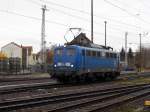 Am 21.12.2014 Rangierfahrt von der 140 042-4 von der Eisenbahn-Bau- und Betriebsgesellschaft Pressnitztalbahn mbH-Press in Stendal .