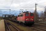 Am 14.01.2015 kam die 140 853-3 von der EGP aus Richtung Braunschweig nach Niederndodeleben und fuhr weiter in Richtung Magdeburg .