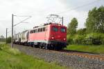 Am 17.05.2015 kam die 140 184-3 von der ELV aus Richtung Wittenberge und fuhr weiter in Richtung Stendal .