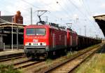 Am 28.07.2014 kamen die  605 ( 143 344-0 ) und die   601 ( 143 173) von der MEG aus Richtung Magdeburg nach Stendal und fuhr weiter in Richtung Wittenberge.