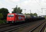 Am 17.07.2014 kam die 185 605-3 von der HGK aus Richtung Braunschweig nach Niederndodeleben und fuhr weiter in Richtung Magdeburg .
