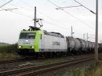 Am 13.10.2014 kam die 185 543-6 von der CAPTRAIN aus Richtung Stendal und fuhr weiter in Richtung Magdeburg .