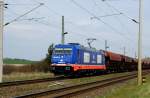 Am 14.04.2015 kam   die 185 419-9   von Raildox aus der Richtung Stendal nach Demker und fuhr weiter in Richtung Magdeburg .