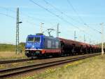 Am 21.04.2015 kam die 185 419-9 von Raildox aus der Richtung Stendal nach Demker und fuhr weiter in Richtung Magdeburg .