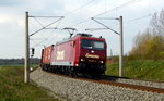 Am 14.04.2016 kamen die  185 513-9  und die 185 612-9 von Emons aus Richtung Wittenberge und fuhr weiter in Richtung Stendal .