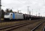 Am 11.03.2016 kam die 186 425-5 von der Rurtalbahn Cargo  (Railpool) aus Richtung Hannover nach Stendal und fuhr weiter in Richtung Magdeburg .