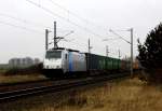 Am 15.03.2016 kam die 186 437-0 von METRANS (Railpool) aus der Richtung Stendal nach Demker und fuhr weiter in Richtung Magdeburg .