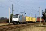 Am 15.03.2016 kam die 186 455-2 von METRANS (Railpool) aus der Richtung Stendal nach Demker und fuhr weiter in Richtung Magdeburg .