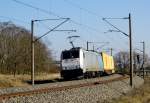 Am 17.03.2016 kam die   186 433-9 von METRANS (Railpool) aus Richtung Stendal und fuhr weiter in Richtung Wittenberge .