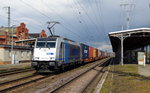 Am 28.04.2016 kam die 186 433-9 von METRANS (Railpool) aus Richtung Magdeburg nach Stendal und fuhr weiter in Richtung Wittenberge .