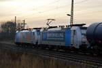 Am 23.01.2021 kamen die 186 551-8 und die 186 436-2  von der  HSL Logistik,(Railpool ) aus der Richtung Stendal  nach Demker und fuhr weiter in Richtung  Magdeburg .