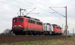 Am 27.03.2015 kamen die 140 681-8 und   0001 001-2 von der EURO CARGO RAIL und die 140 360-2 von der DB aus Richtung Stendal und fuhr weiter in Richtung Hannover .