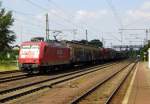 Am 17.07.2014 kam die 145 016-2 von der Railion aus Richtung Braunschweig nach Niederndodeleben und fuhr weiter in Richtung Magdeburg .