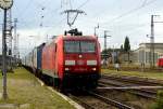Am 16.08.2014 kam die 145 080-8 von der DB aus Richtung Hannover nach Stendal und fuhr weiter in Richtung Magdeburg .