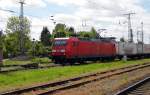 Am 10.05.2015 kam die 145 014-7 von der DB aus Richtung Salzwedel nach Stendal und fuhr weiter in Richtung Magdeburg .
