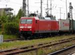 Am 17.05.2015 kam die 145 052-7 von der DB aus Richtung Salzwedel nach Stendal und fuhr weiter in Richtung Magdeburg .