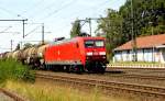 Am 06.08.2015 kam die 145 002-2 von der DB aus Richtung Braunschweig nach Niederndodeleben und fuhr weiter in Richtung Magdeburg .