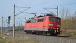 Am 03.03.2021 kam die 151 094-0 von DB Cargo Deutschland AG, (Railpool GmbH,)  aus Richtung Wittenberge und fuhr weiter in Richtung Stendal .