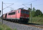 Am 10.06.2014 kam die 155 168-8 von der Railion aus der Richtung Wittenberge und fuhr nach Stendal .