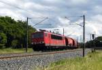 Am 1.07.2014 kam die 155 016-1 von der DB aus der Richtung Stendal und fuhr nach Wittenberge .