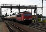 Am 1.08.2014 kam die 155 104-3 von der Railion aus Richtung Braunschweig nach Niederndodeleben und fuhr weiter in Richtung Magdeburg .