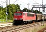 Am 14.08.2014 kam die 155 032-6 von der DB aus Richtung  Brandenburg an der Havel nach Genthin und fuhr weiter in Richtung Magdeburg .