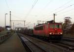 Am 27.11.2014 kam die 155 103-5 von der Railion aus Richtung Braunschweig nach Niederndodeleben und fuhr weiter in Richtung Magdeburg .