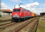 Am 02.05.2015 kam MEG 801 (156 001)   aus Richtung Magdeburg nach Stendal und fuhr weiter nach Wittenberge.