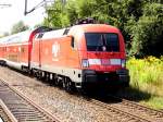 Am 6.08.2014 fuhr die 182 014 von der DB von Brandenburg an der Havel nach Frankfurt oder .