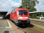 Am 14.08.2014 kam die 182 005 von der DB aus Richtung Magdeburg nach  Genthin      und fuhr weiter in Richtung Brandenburg an  der Havel .