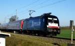 Am 20.04.2015 kam die 182 508-2 (ES 64 U2-008)von Boxpress (MRCE Dispolok)  aus Richtung Salzwedel und fuhr nach Stendal.