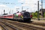 Am 28.06.2015 kam 182 509 (ES 64 U2-009)von der MRCE aus Richtung Salzwedel nach Stendal und fuhr weiter in Richtung Berlin .