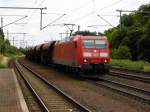 Am 2.07.2014 kam die 185 169-0 von der DB aus Richtung Magdeburg nach Niederndodeleben und fuhr weiter in Richtung Braunschweig .