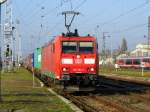 Am 4.10.2014 kam die 185 164-1 von der DB aus Richtung Salzwedel nach Stendal und fuhr weiter in Richtung Magdeburg.