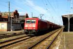 Am 15 .06.2015 kam  die 185 213-6 von der DB   aus Richtung Magdeburg nach Stendal und fuhr weiter in Richtung Wittenberge .