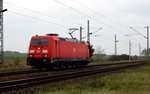 Am 13.04.2016 kam die 185 367-0 von DB Schenker aus der Richtung Stendal nach Demker und fuhr weiter in Richtung  Magdeburg .