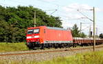 Am 25.08.2017 kam die 185 002-3 von der DB Cargo Deutschland AG, aus Richtung Stendal und fuhr weiter in Richtung Wittenberge.