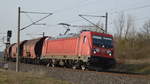 Am 03.03.2021 kam die 187 184 von  DB Cargo Deutschland AG, aus Richtung Wittenberge und fuhr weiter in Richtung Stendal .