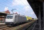 Am 26.04.2014 kam die E186 141-8 von  Railpool aus der Richtung Magdeburg nach Stendal und fuhr weiter in Richtung Hannover .