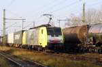 Am 27.11.2014 kam die 189 202 von der ERS Railways ( MRCE dispolok ) aus Richtung Braunschweig nach Niederndodeleben und fuhr weiter in Richtung Magdeburg .