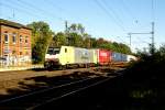 Am 01.10.2015 kam die 189 202 von der ERS Railways ( MRCE dispolok ) aus Richtung Magdeburg nach Niederndodeleben und fuhr weiter in Richtung Braunschweig .